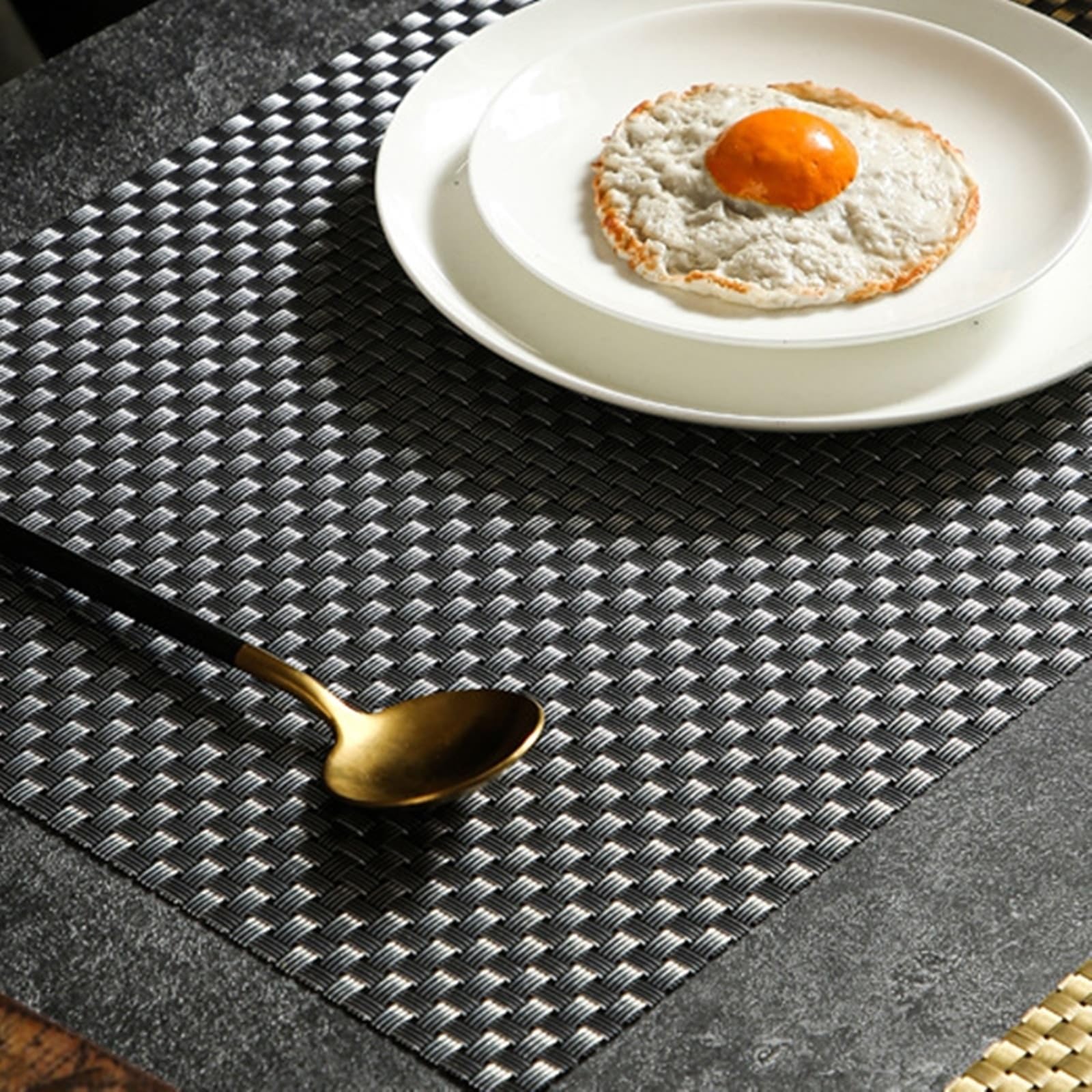 Placemat - Set di 10 tovagliette da tavolo, tinta unita, struttura tessuta 30 x 45 cm, per cucina e sala da pranzo