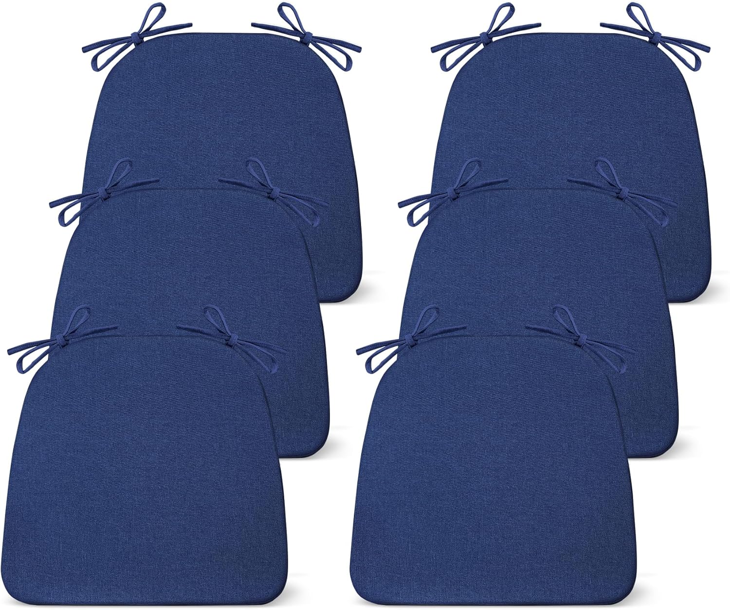 ( incomplete/ only 4 cushion) Chair Cushions for Dining Chairs Set of 6, Non Slip Kitchen Chair Pads, 17" x 16" x 2", Indoor Dining Chair Cushions with Ties, Seat Cushion for Kitchen Chairs, Chair Pads, Navy Blue Navy Blue Pack of 6