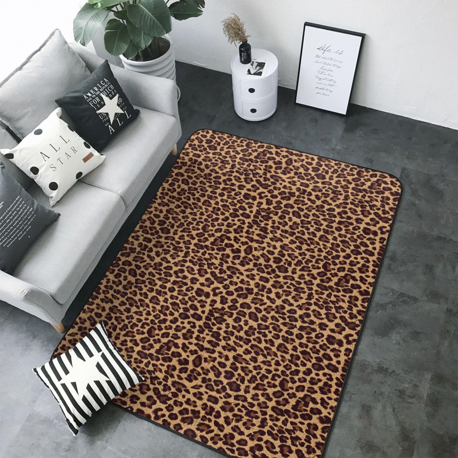 Tapis léopard lavable et ultra doux pour pieds sensibles