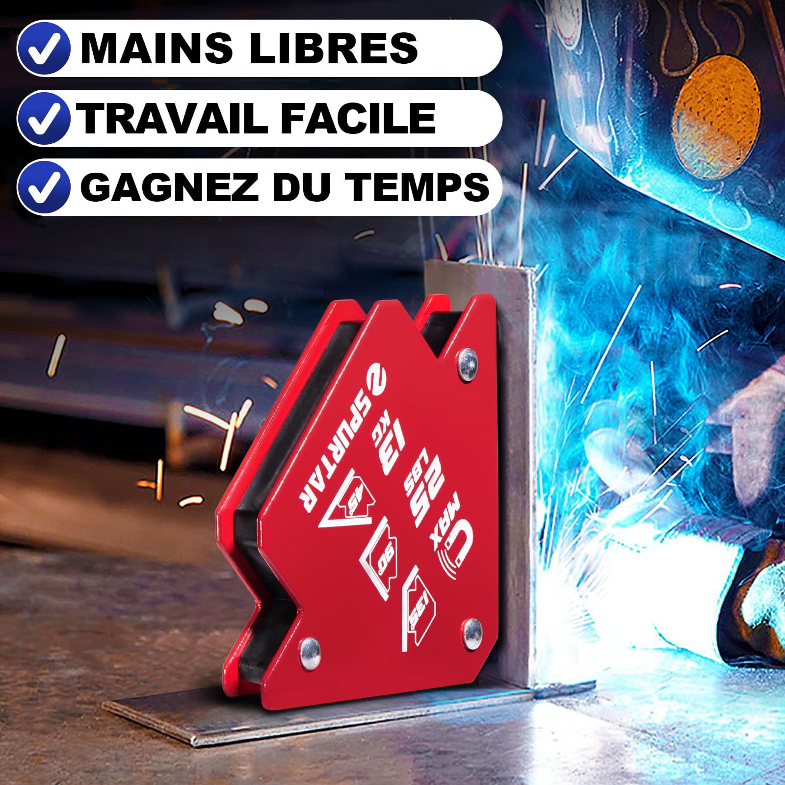 Lot De 4 Aimants De Soudage De Flèche Magnétiques - Support De Flèche 45, 90, 135 Degrés - 5