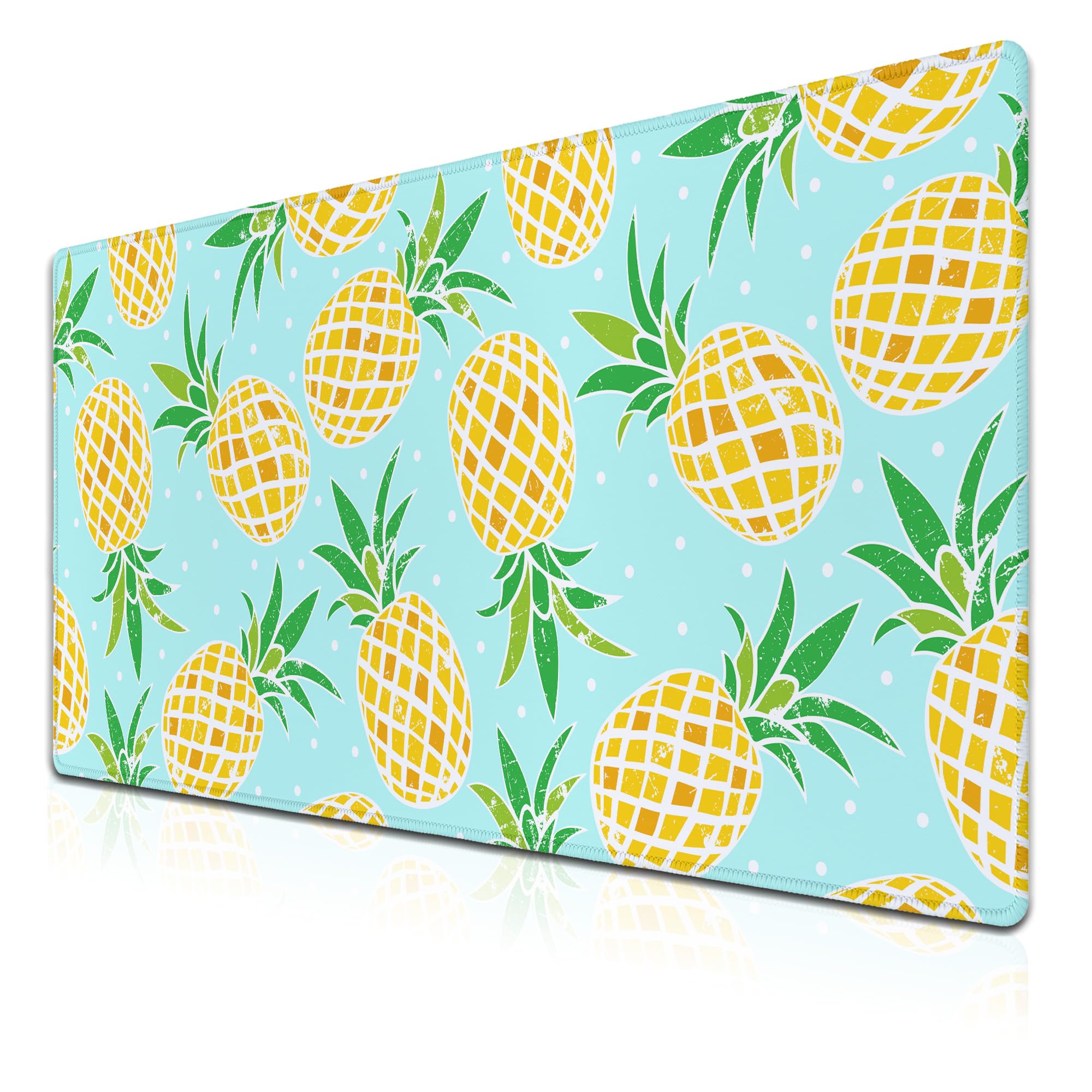 Samgula Computer Desk Mat Yellow, XXL Mouse Pads Large Desk Pads, Mouse Pad Gaming Non-Slip Rubber Base Waterproof with Stitched Edges, 35.4 X 15.7 inch for Work/Game/Office Watercolor Pineapple — image 1
