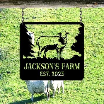 Personalized Sheep Metal Wall Art, Farm Sheep LED Neon Light Metal Sign - Custom Name Wall Decor, Outdoor Name Sign Decoration 13 Model-05
