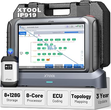 XTOOL IP919 AI-Assisted Diagnostic Scanner for Car, 2026 Ver.Bidirectional Scan Tool with Topology Map, ECU C0ding,8-Core Processor, 51+ Resets, All System OBD2 Scanner, 3-Y Free Update