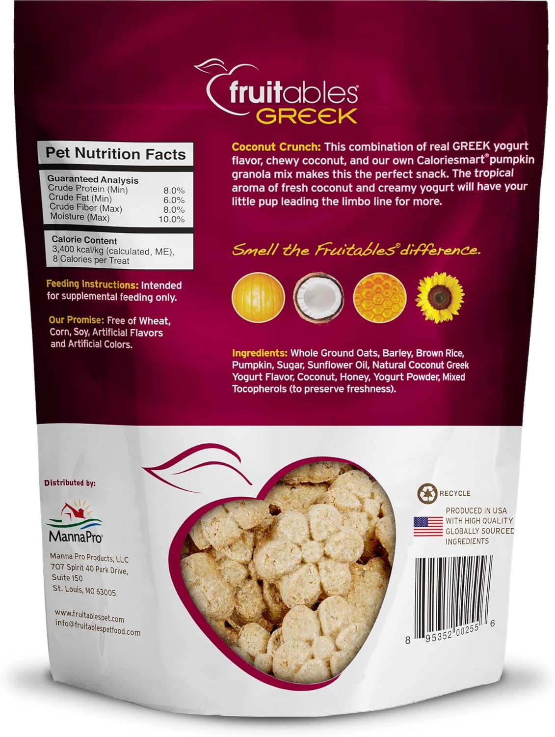 Fruitables Golosinas de yogur griego para perros, golosinas saludables