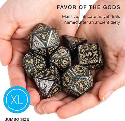 Miniatura 2 de Wiz Dice Titan Dice - Juego de dados poliédricos grandes para juegos de aventura RPG de mesa con una caja de dados de madera, juego de dados grandes