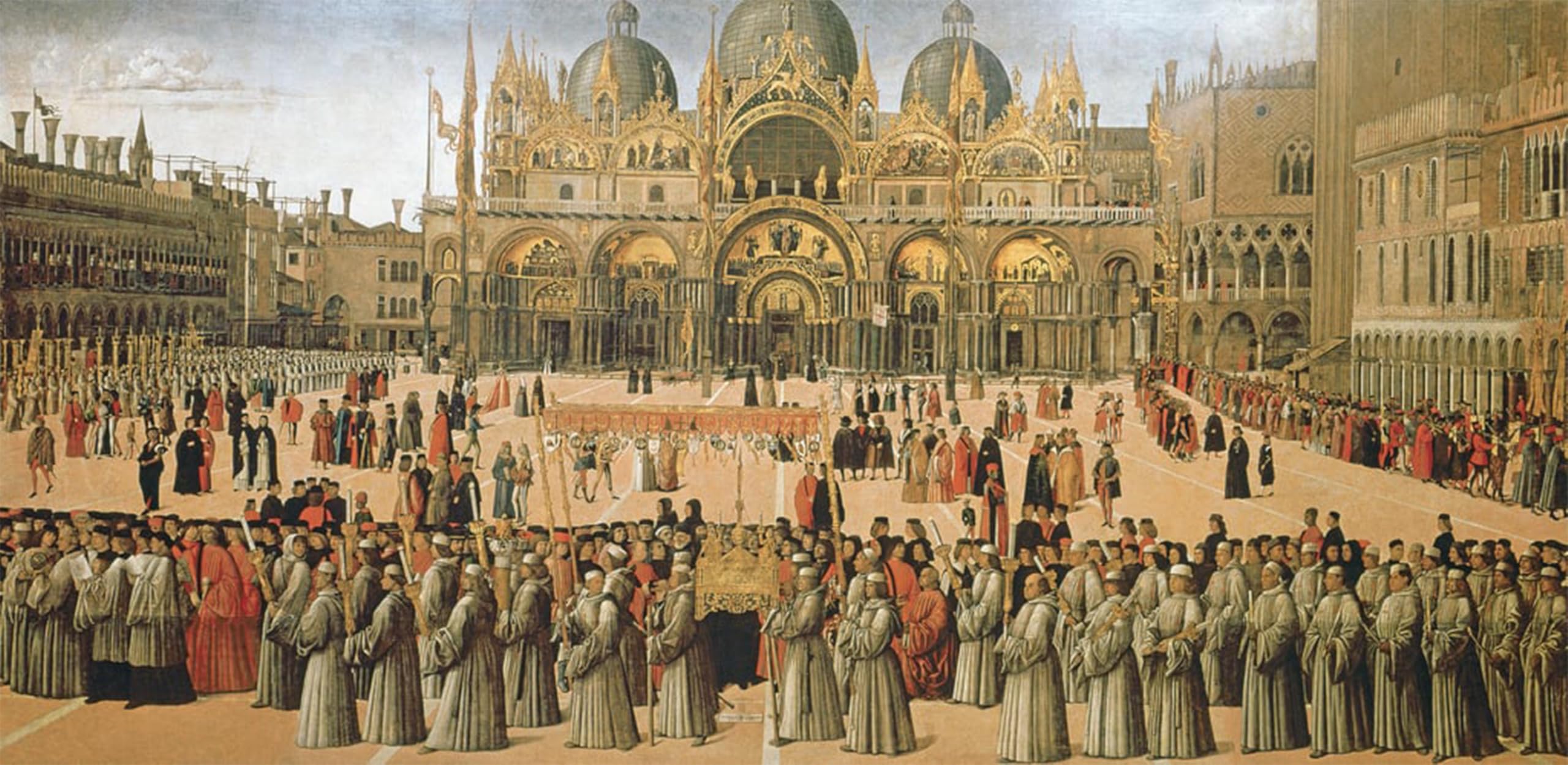 ARTXLXXBN Famous Prints Artwork Pictures Poster Painting Art Procession in St Mark's Square by Gentile Bellini Artwork Landscape Pictures for Home Decor 60x90cm