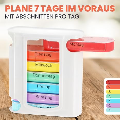 MC-Trend Pack of 2 Pill Box 7 Days 4 Compartments - Pill Box for Storage & Organisation of Medicines Perfect for Travel Senior Friendly Ideal for Morning Noon Evening (Pack of 2)