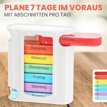 MC-Trend Pack of 2 Pill Box 7 Days 4 Compartments - Pill Box for Storage & Organisation of Medicines Perfect for Travel Senior Friendly Ideal for Morning Noon Evening (Pack of 2)