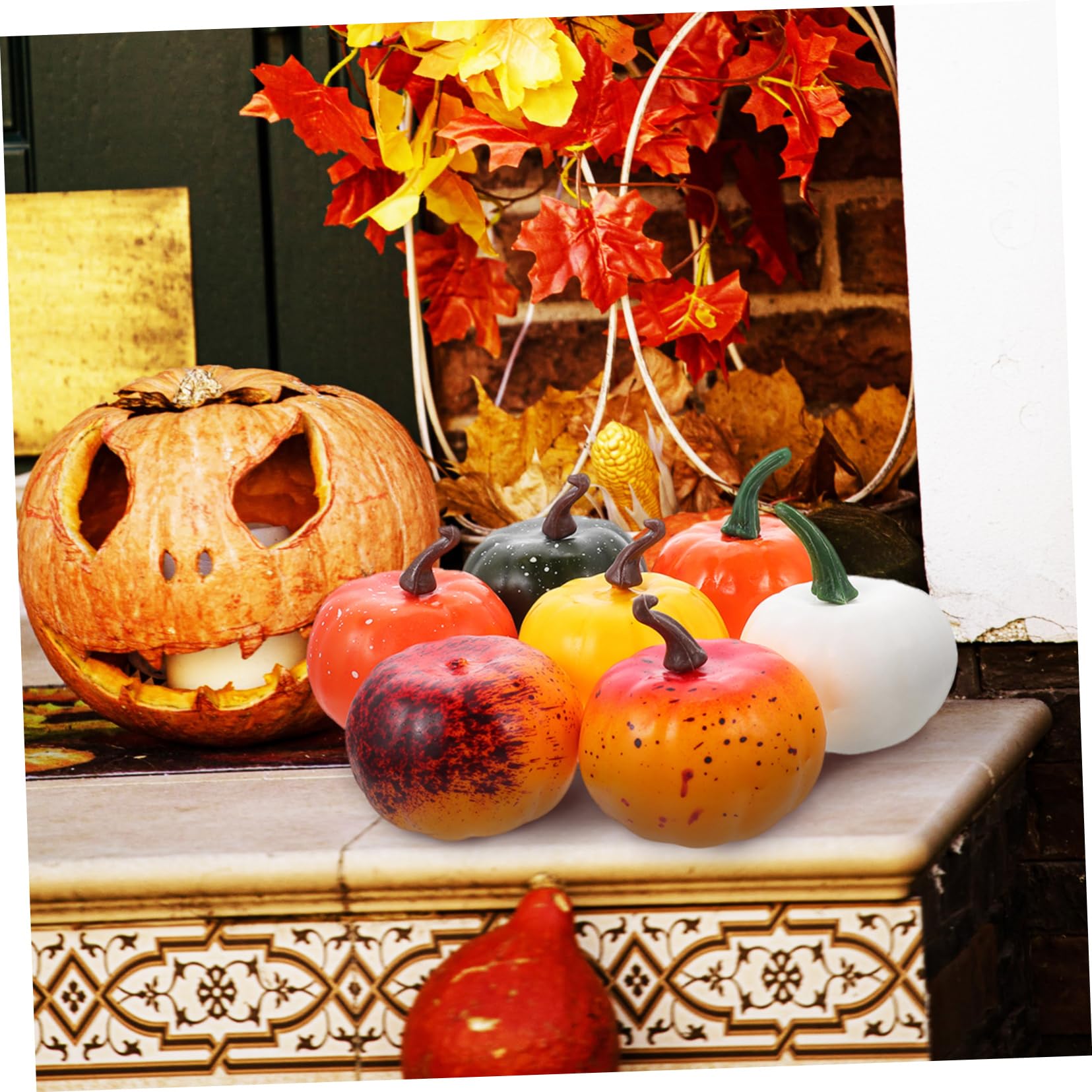 Zerodeko 5 Set Zucca Artificiale Forniture Per La Fotografia Di Halloween Mini Zucche Finte Zucca Di Schiuma Di Halloween Falso Oggetti Di Scena Fotografici Schiuma 12 Pezzi * 5