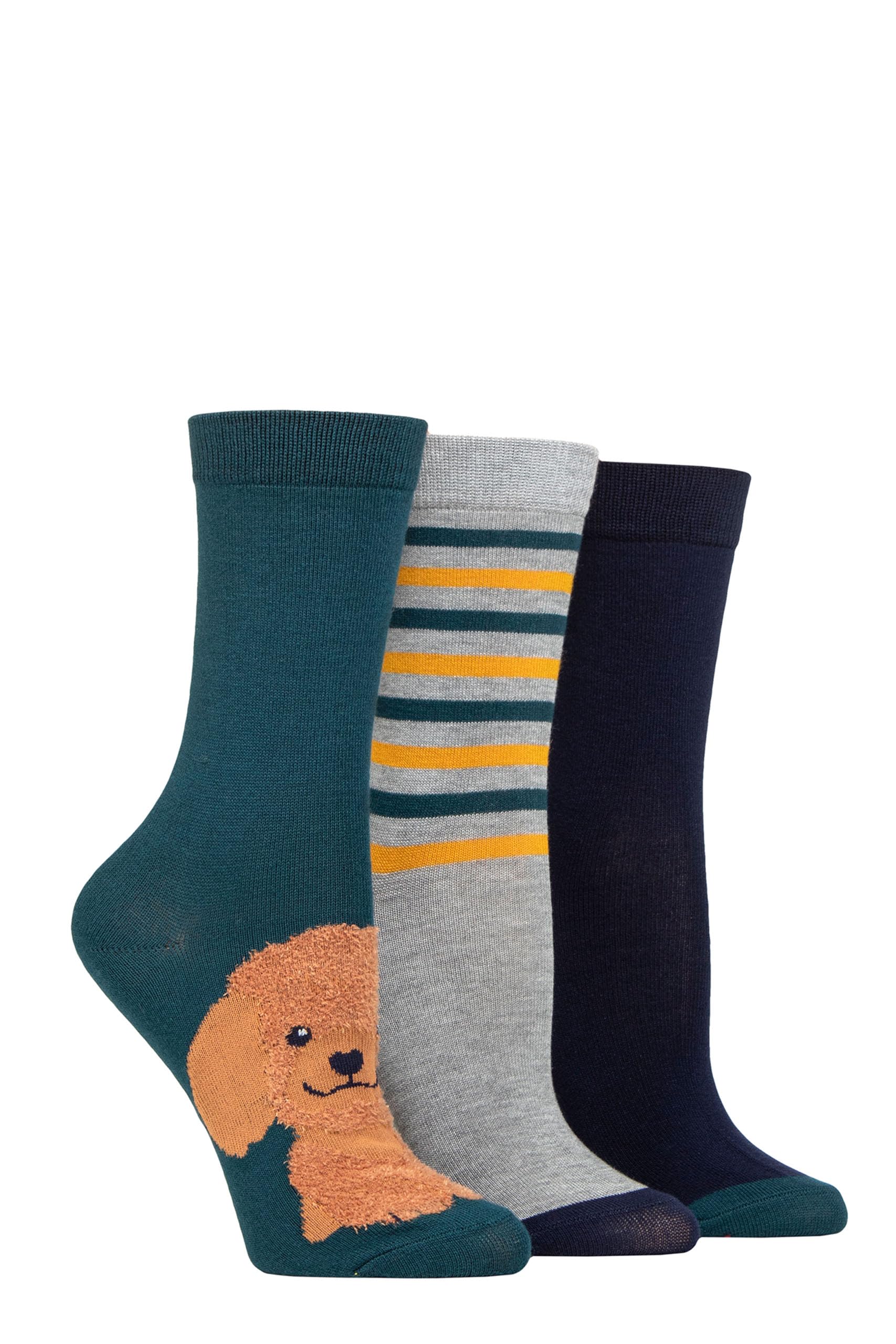 Sockshop Women's Fluffy Dog Soft, Cooling & Breathable Bamboo Feather Textured Patterned Socks In A Multipack Of 3 Pairs Size 4-8 (As8, Numeric, Numeric_4, Numeric_8, Regular, Regular, )