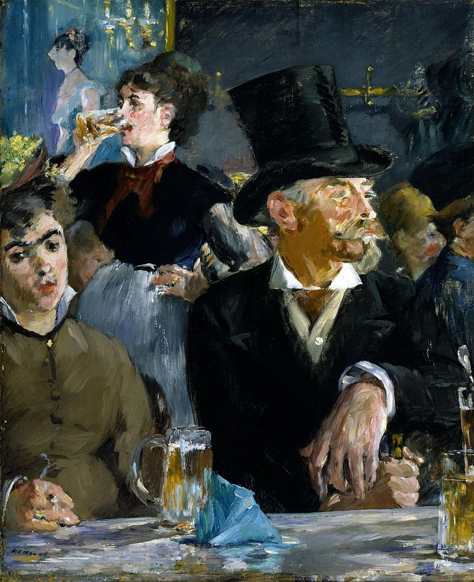 SERENDIPITP Retro Picture Poster Wall Art Pictures Painting At the Café by Edouard Manet Wall Art Canvas Print for Wall Decor 60x90cm