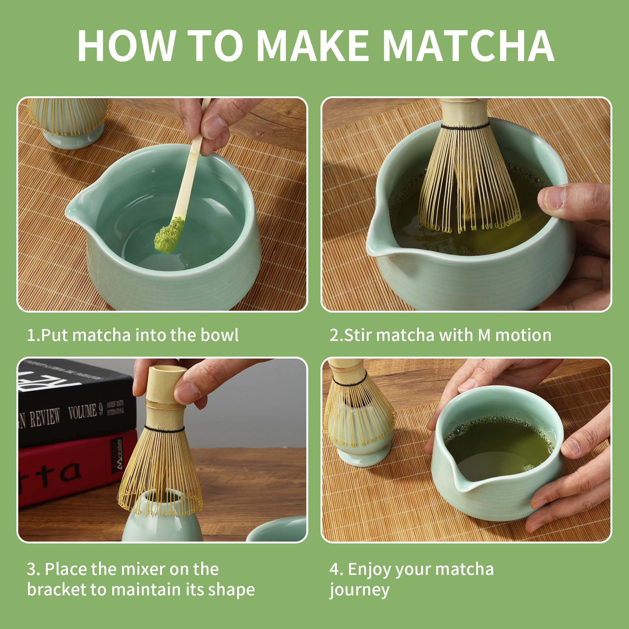 5 piezas Te Matcha kit Batidor de Matcha para el Hogar, la Oficina y el Salón de té, apto para Preparar té Matcha