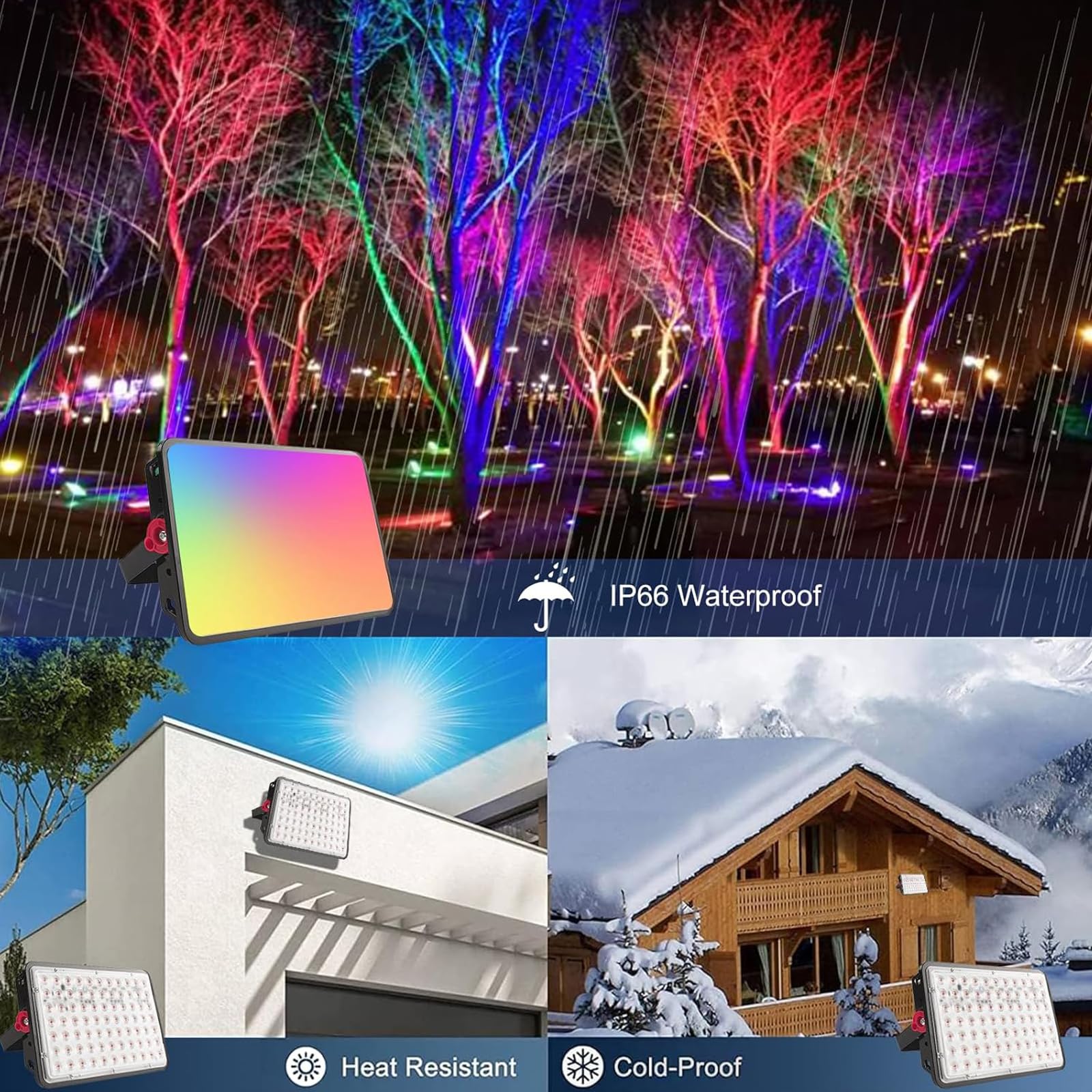 RGB LED Strahler 200W, 2 Stück Rgb-Strahlers Outdoor mit Fernsteuerung, IP66 Wasserdich Rgb-Flutlicht Farbwechsel Dimmbar Partylichter für Garten Party Halloween Baum Club Hochzeit
