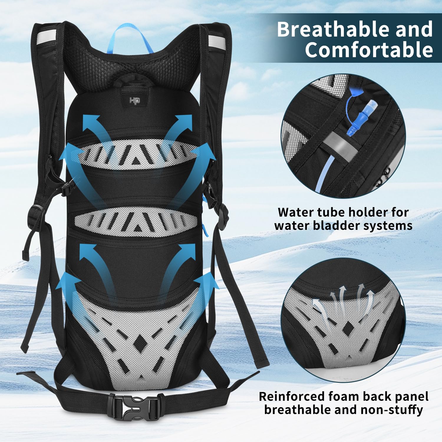 Mochila de ciclismo de 6 L, ultraligera, mochila de hidratación, mochila de ciclismo, impermeable, mochila de esquí para hombre con protección contra la lluvia, pequeña mochila de senderismo para