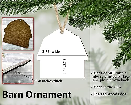 Miniatura 4 de 2022 Personalized Red Barn Christmas Ornament Wood Hardboard MDF Custom Gift Stocking Stuffer Handmade by The Painted Pug (Red Barn)