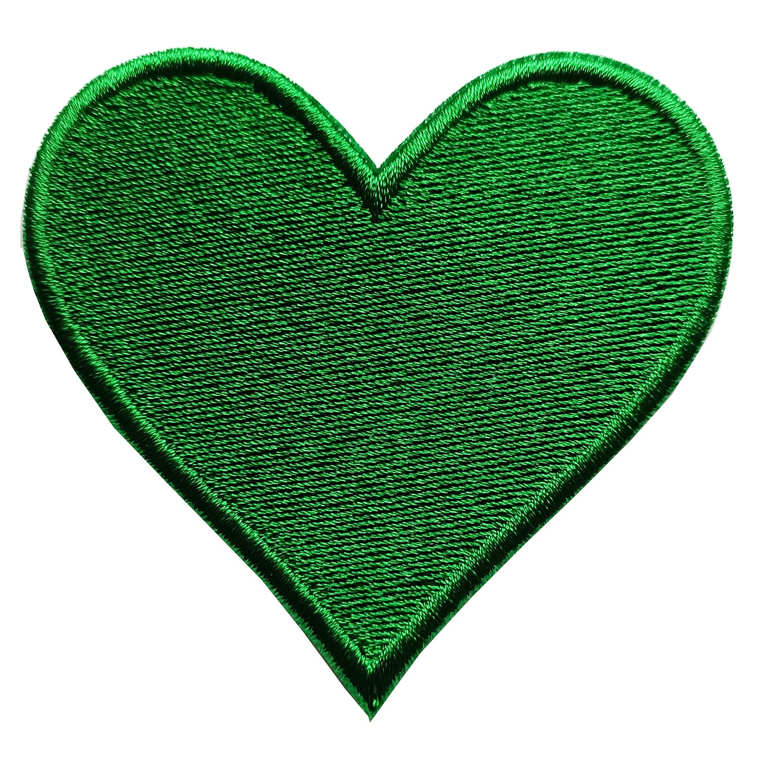 3pcs Green Heart Embroidered Iron on Patches for Clothing Jackets Backpacks 2.7x2.8 inch