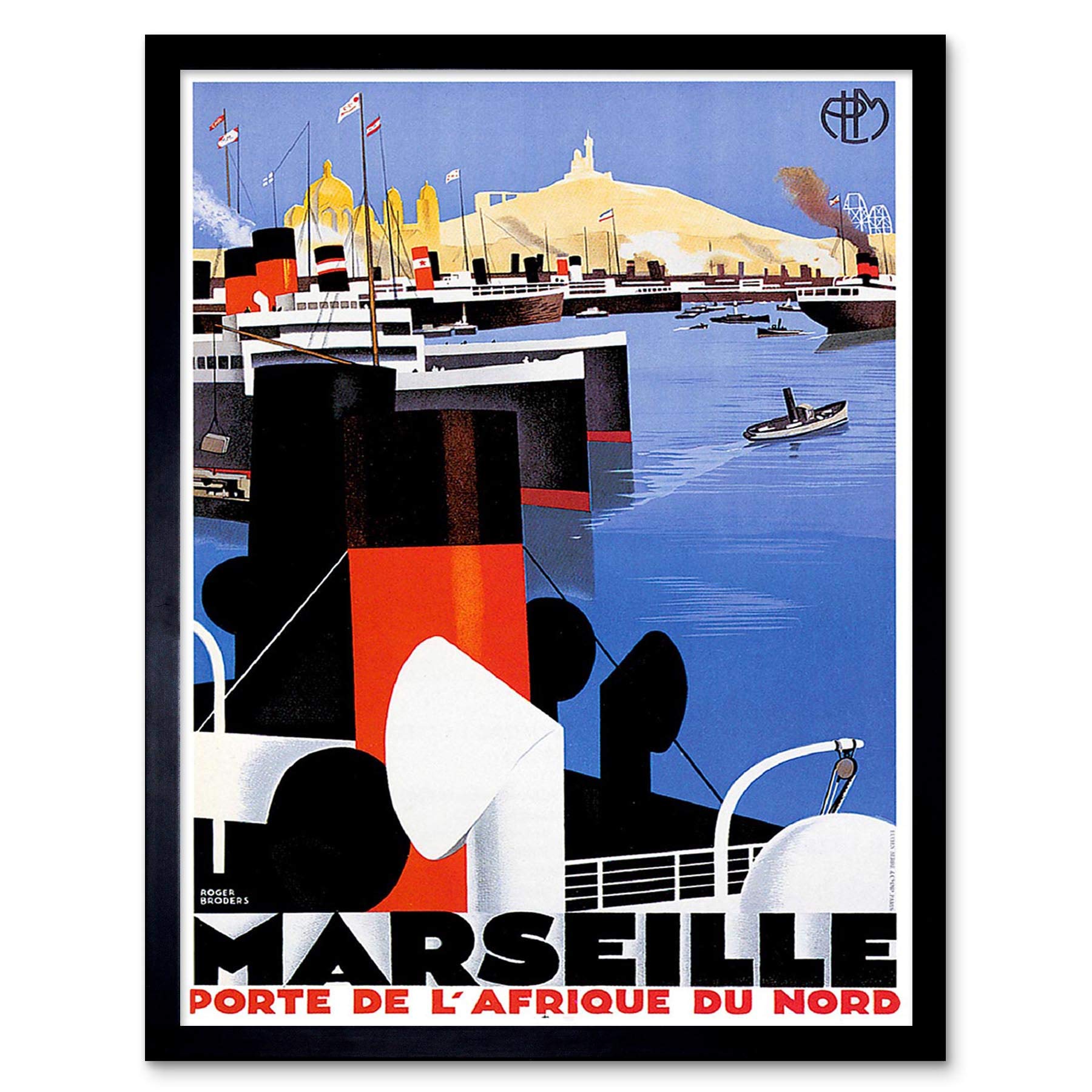 Wee Blue Coo Travel Tourism Marseilles France Mediterranean Vintage Advertising Art Print Framed Poster Wall Decor 12X16 Inch
