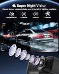 Dash Cam 4K Ultra HD, Front Dash Camera for Cars Built-in GPS, 5.8GHz WiFi, APP Control, 3.2" IPS Screen, Night Vision, Wide Angle, WDR, 24H Parking Mode,Included 64GB Card and 48W 2- Port Car Charger