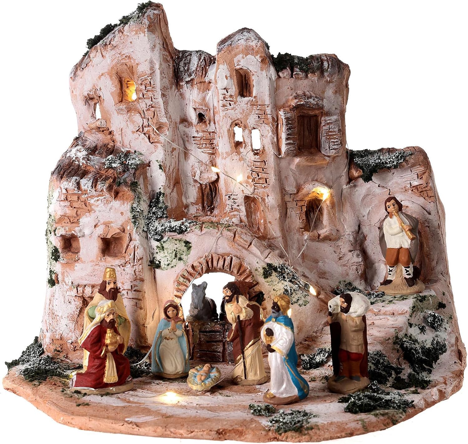 Holyart Nativity Scene Village Terracotta Deruta Decorated Figurines 6 cm