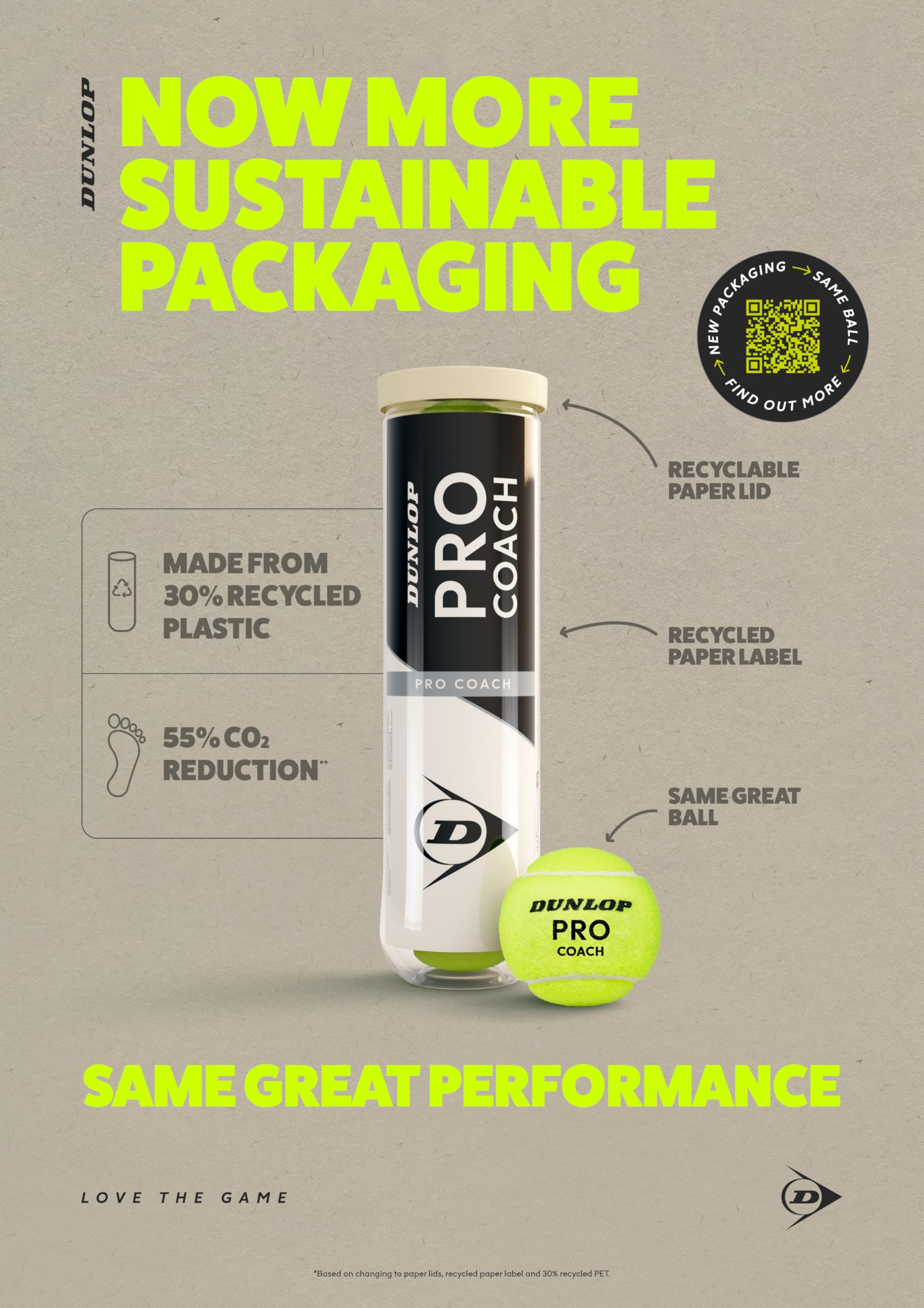 Dunlop Pro Coach Balle de Tennis - pour Les Séances d'Entraînement et d'Entraînement (4 Balles)