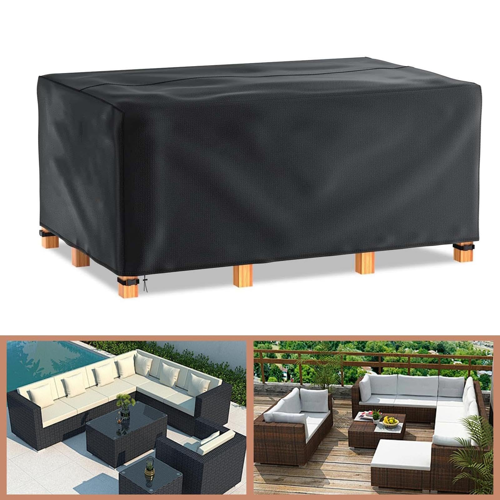 XDPBLM Housse De Protection Pour Mobilier De Jardin - 190x135x95cm/LxWxH 420D Oxford Tissu Imperméable Housse Table De Jardin Avec Corde Pour Couvrir Toutes Sortes Meubles De Patio Extérieur