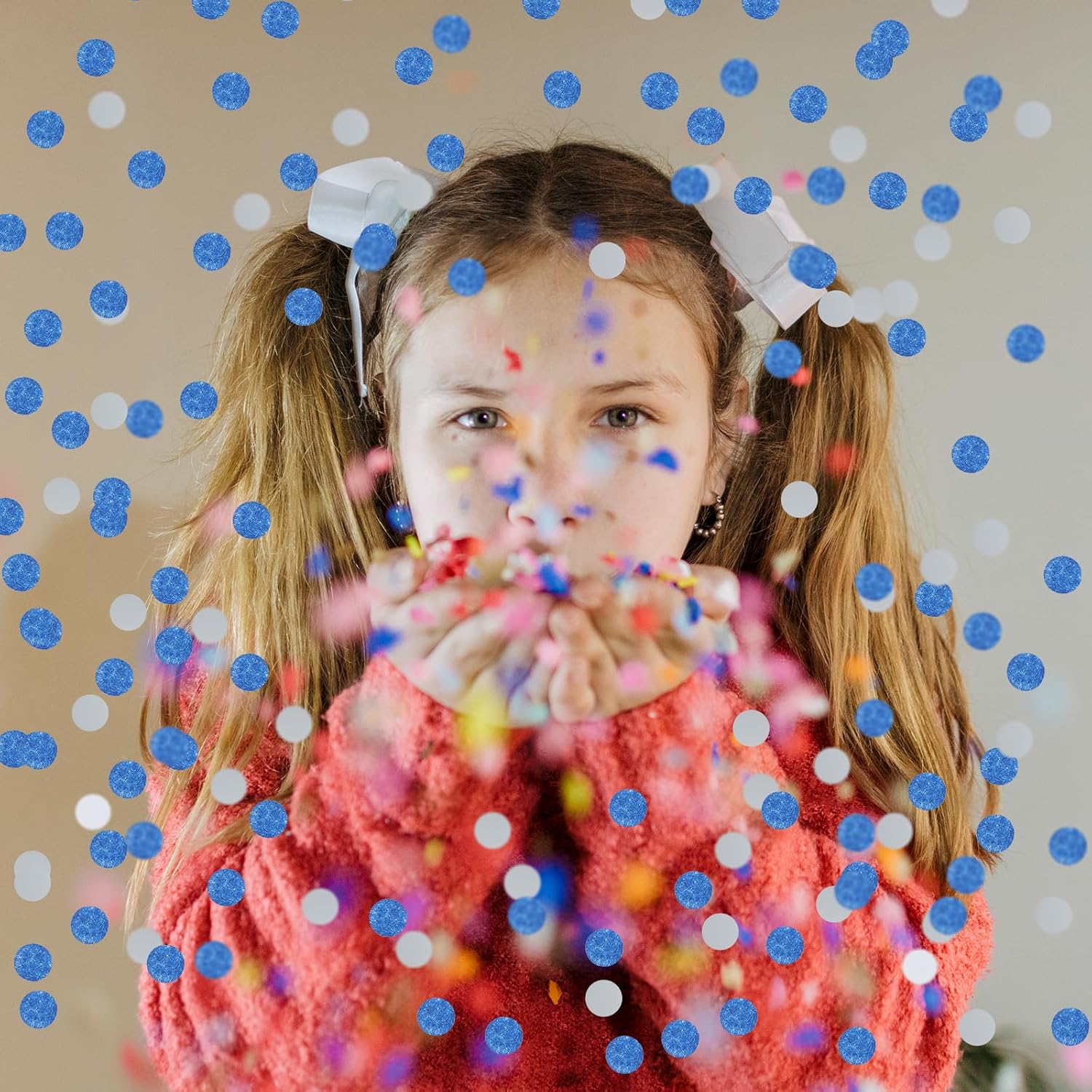 6000 PCS Round Tissue Confetti, 0.39inch Circles Table Paper Dots Confetti Decor 1.76oz for Wedding Balloons Birthday Valentine's Day Parties(Blue)