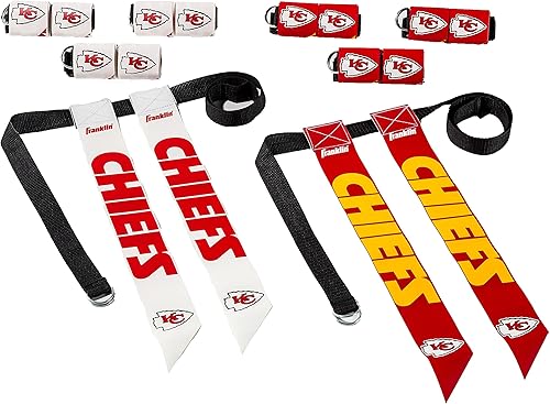 Vista 19 de Franklin Sports NFL - Conjuntos de fútbol con bandera del equipo de la NFL, cinturones + banderas, para niños + adultos, se adapta a cintura