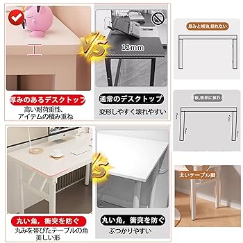 Amazon | パソコンデスク 折りたたみ 勉強机 机 白 デスク 木製