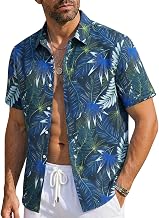 Runcati Men's Hawaiian Shirt Short Sleeve Summer Leisure Vacation Beach Party Floral Regular Fit Casual