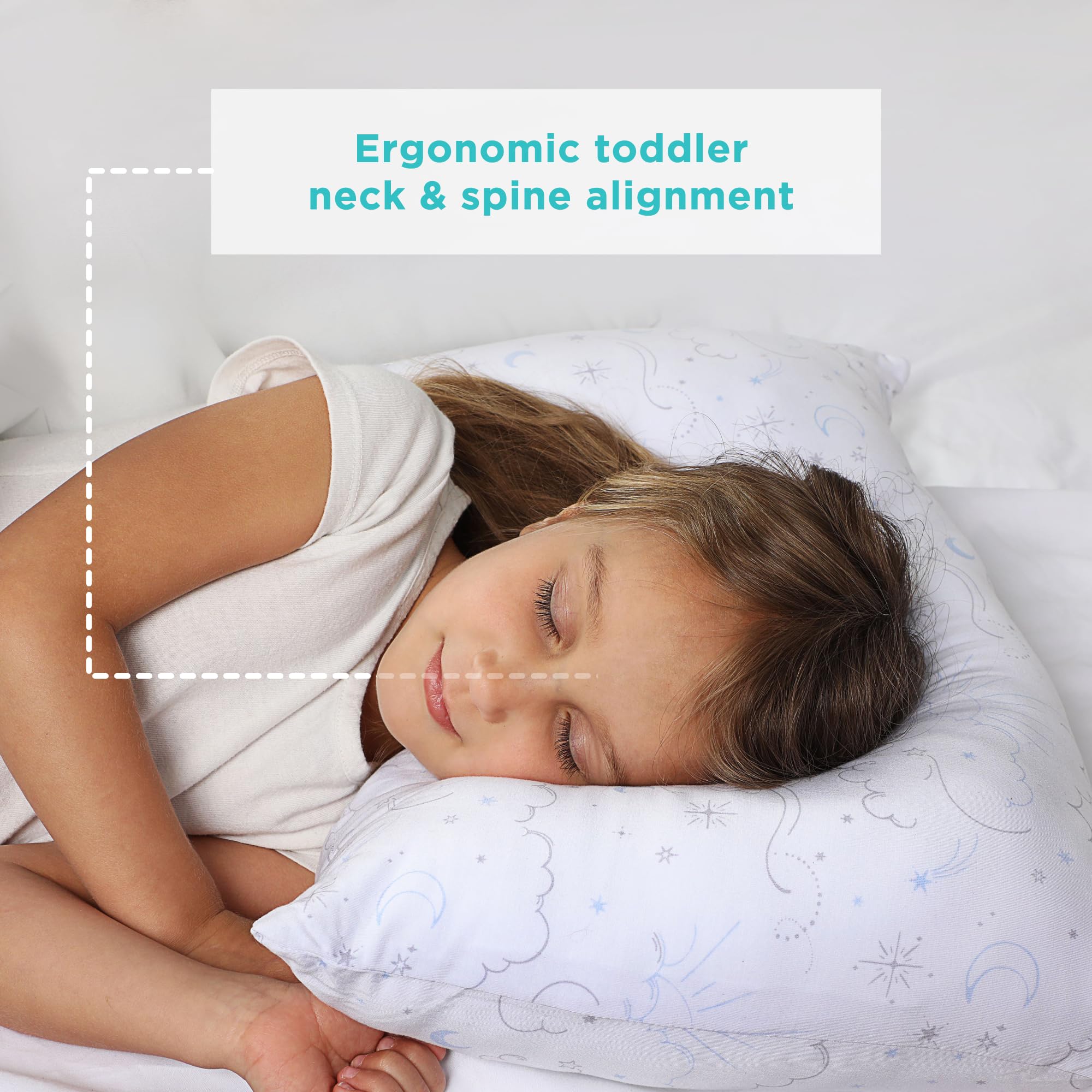 LittleHippo Oreiller pour enfant avec taie d'oreiller en bambou (viscose) – 33 x 45,7 cm hypoallergénique pour dormir, oreiller pour enfants, oreillers de voyage, mini oreiller, coussin de chambre