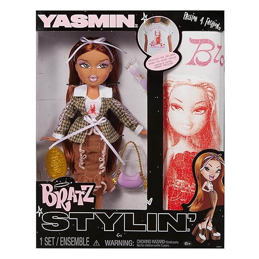Bratz Stylin' Yasmin Fashion Doll with Customizable T-Shirt for You and Accessories