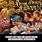Ensemble mécanique de pêcheur avec lumière, Creative Ocean Lantern Fish Animal Toy pour la décoration de bureau à domicile, Compatible avec Lego Shark, STEM Cadeau pour adultes Adolescents Garçons 8-14+1038 PCS)