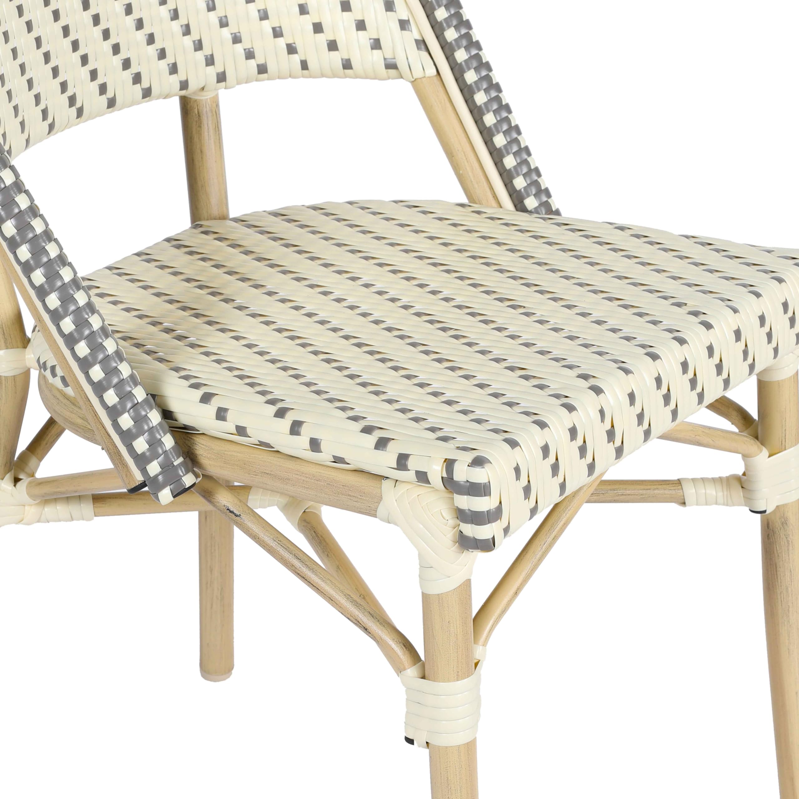 Oviala Chaise de terrasse bistrot Parisien en Aluminium et rotin Gris
