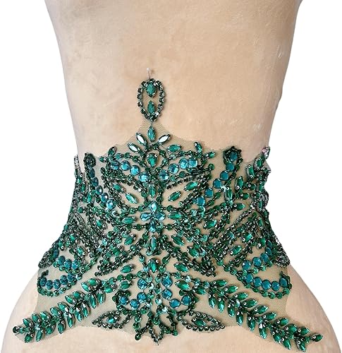 Miniatura 18 de Parches de costura de encaje con cuentas con piedras y cristales de diamantes de imitación cosidos, manualidades para disfraces de boda, decoración