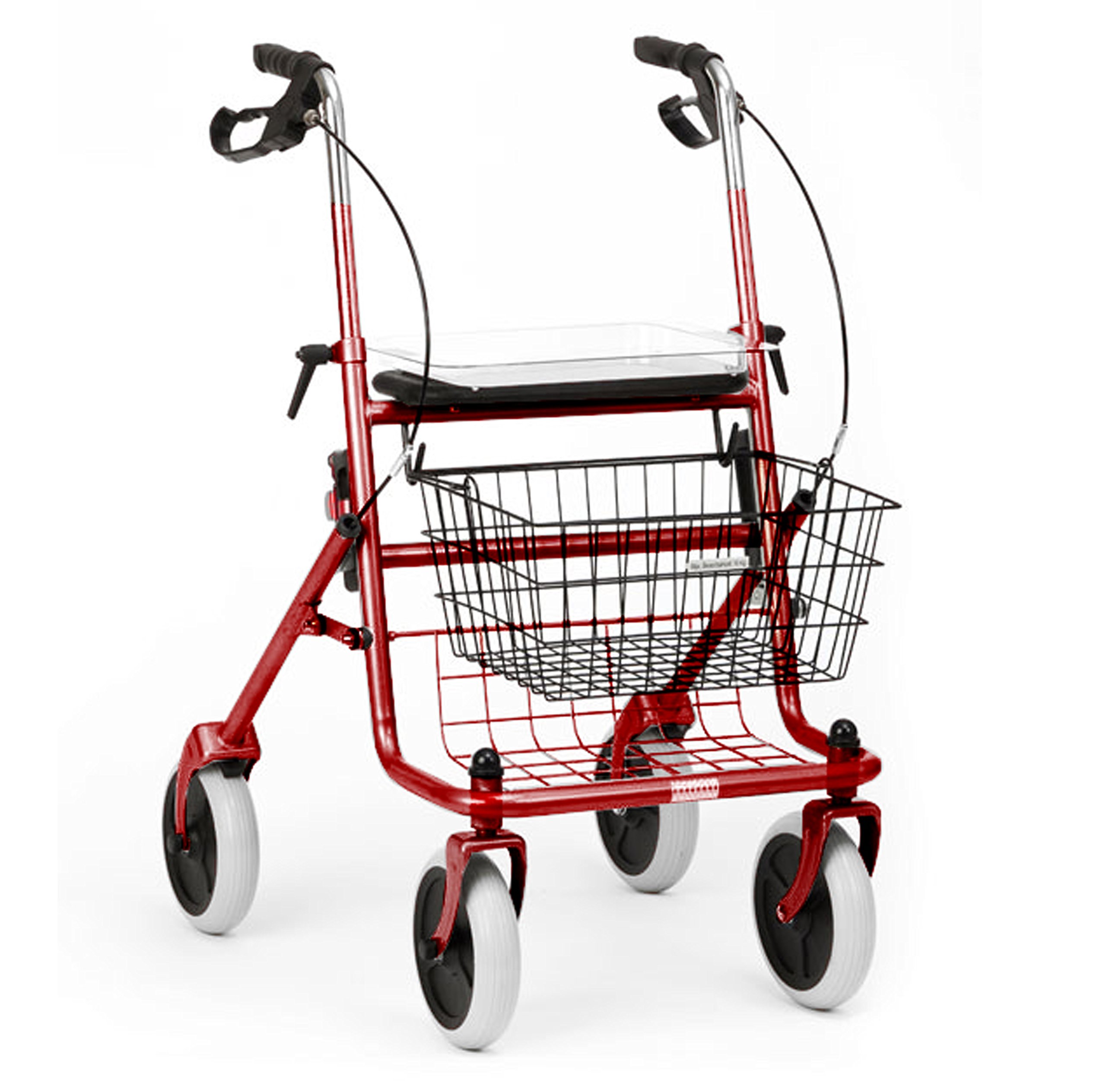 Rollator z koszem i tacą czerwony 1 szt.