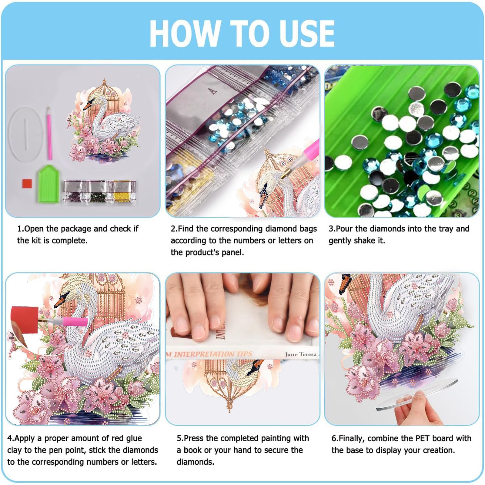 CXINLky DIY Diamond Art Painting Ciondolo con catena, speciale forma di