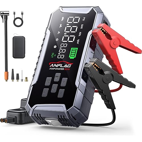 Car Jump Starter with Air Compressor 160PSI, 7000A Car Battery Jumper Starter Portable 12V Jump Box(All Gas/12L Diesel), Cordless Tire Inlfator, 26800mAh Powerbank, Led Lights, Safety Hammer