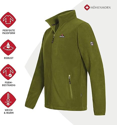 Höhenhorn Badus fleecejas voor heren, met doorlopende ritssluiting, voor outdooractiviteiten als wandelen en hiken, blauw, M