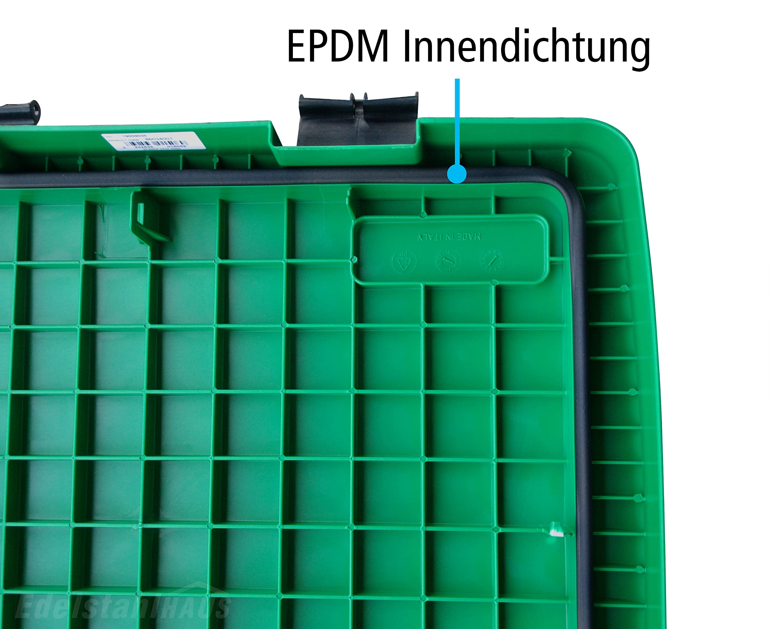 DAKEN Streugutbehälter 108 ltr. Gruen, Streugutbox, Streusalzbox, Sandbox, Lagerbehälter, Pick-up Box, Anhängerbox, Deichselbox, Streukiste, Salzlager, Winterdienst