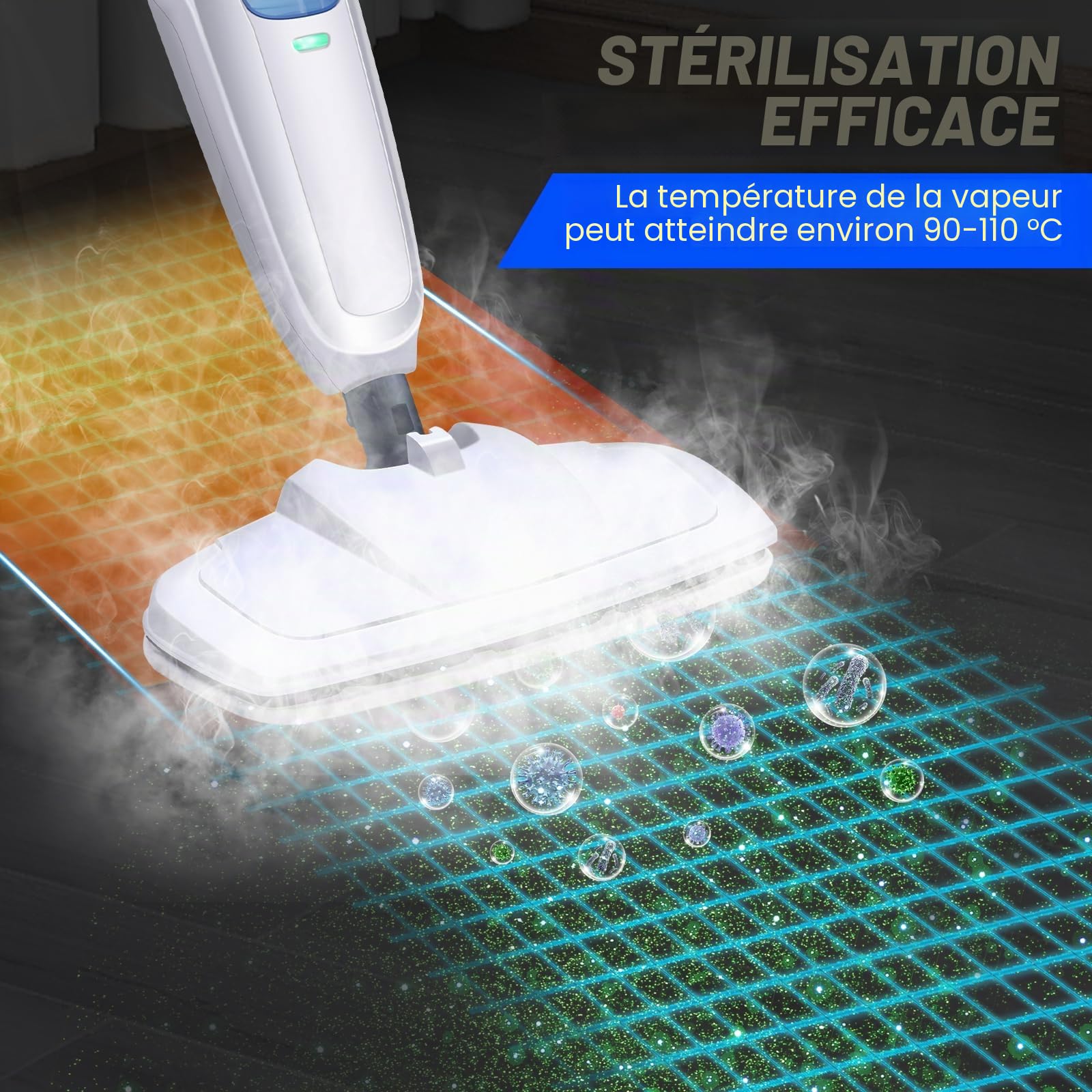 Shark Balai vapeur pour sols durs, balai à vapeur électrique, balai à poussière humide et sec, avec 2 serpillères lavables, nettoyant pour sols stratifiés