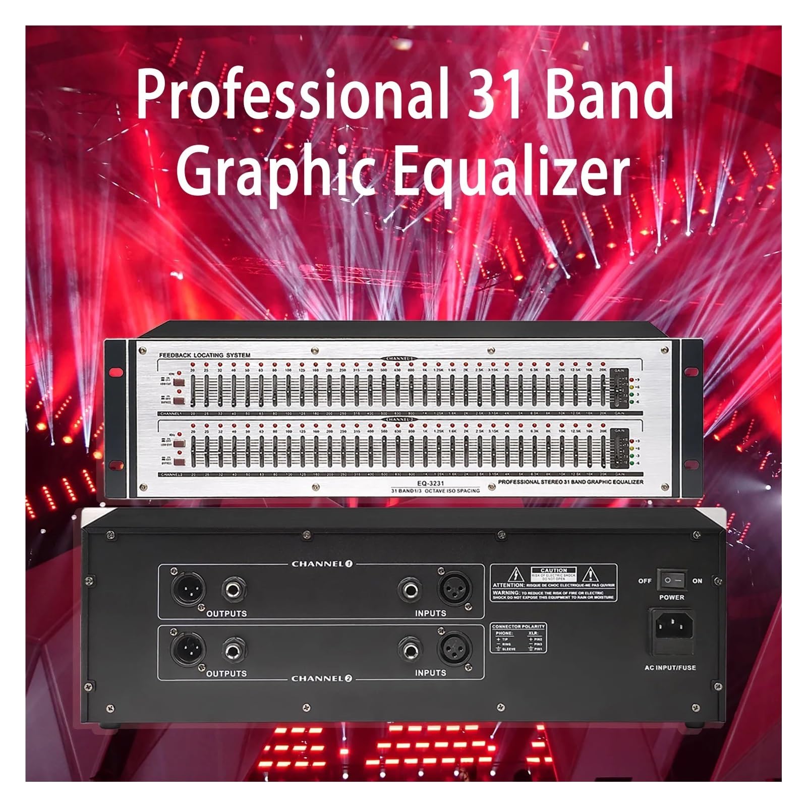 Égaliseur Graphique Égaliseur Graphique À Double Canal 31 Bandes for Équipement DJ, Égaliseur Audio 3231 for Karaoké Et Performances Sonores