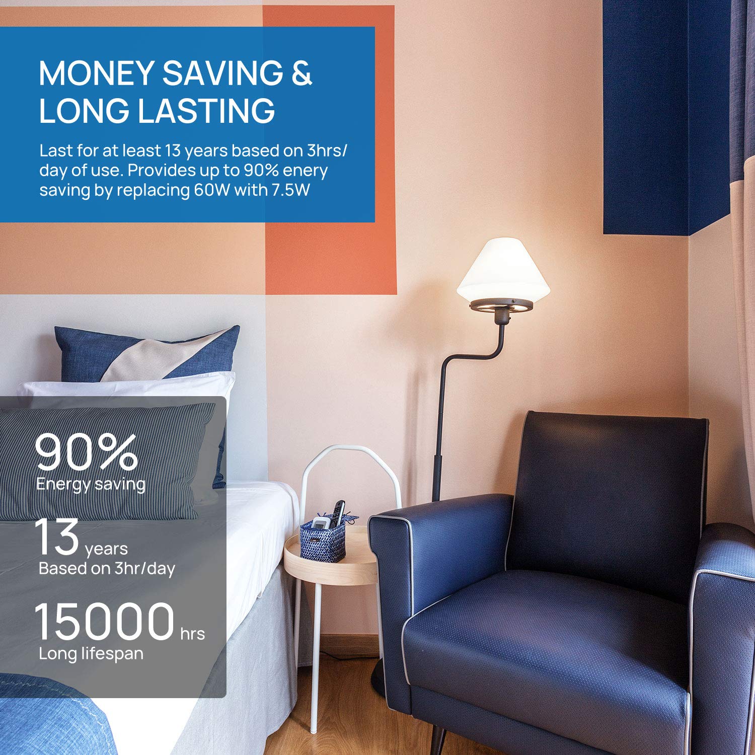 Linkind Lampadine LED E14 Attacco Edison, Golf P45/G45, 7,5W(Equivalenti a 60W), Luce Bianca Fredda 5000K, 806 Lumen, Non Dimmerabile, AC 220-240V, Pacco da 6