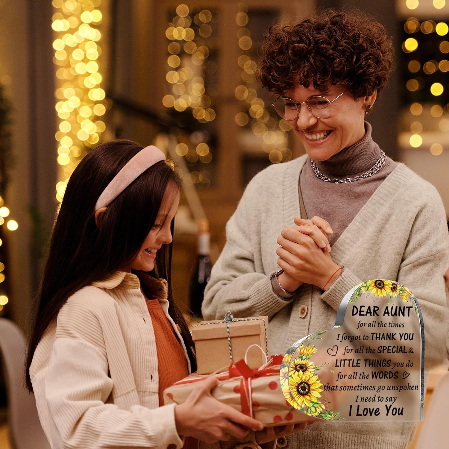 Best Aunt Gifts from Niece Nephew, to My Aunt Acrylic Heart Sign Paperweight Presents, Birthday Christmas Mothers Day Valentines Day Gifts for Aunt Auntie - Image 4