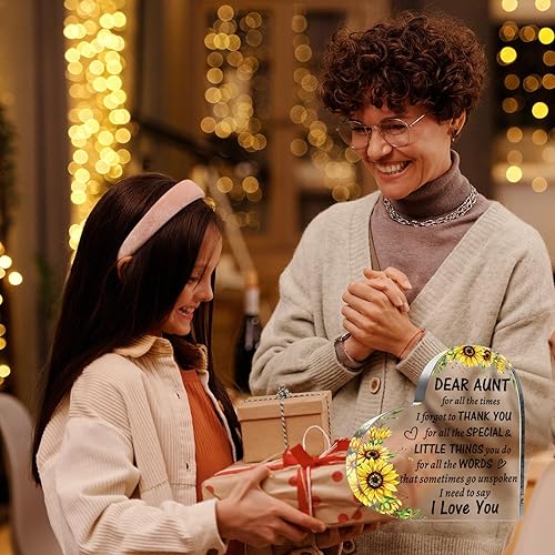 Miniatura 4 de Hiipeenow Regalos para tía de sobrina sobrino, regalo de corazón acrílico con texto en inglés To My Auntie, regalos de la mejor tía, cumpleaños, día