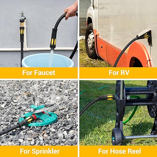 Miniatura 7 de TheFitLife Manguera flexible de jardín  Manguera de agua resistente a las torceduras con mango de agarre suave y boquilla de 8 funciones, duradera,