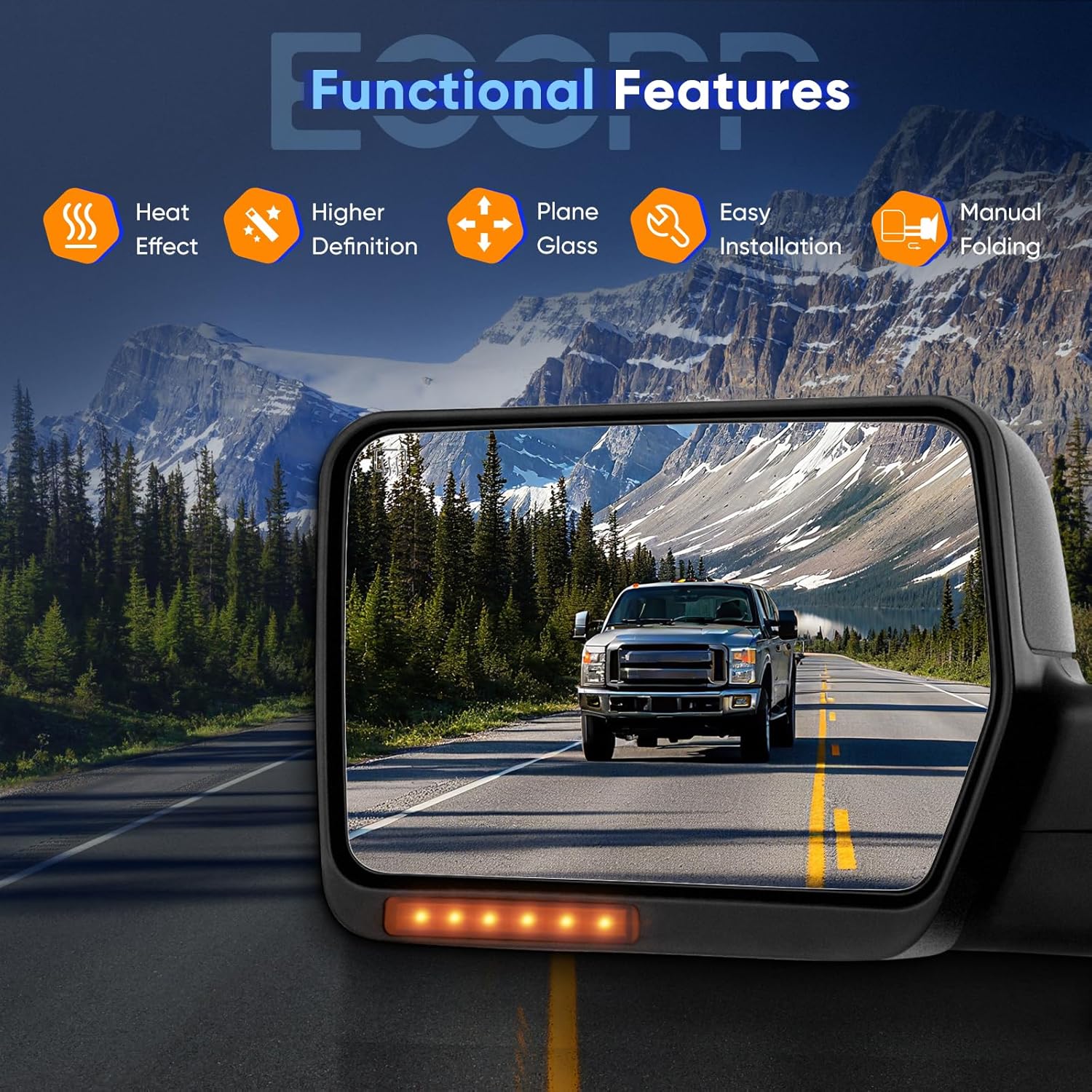 ECCPP Towing Mirrors Replacement Fit For 2004-06 For Ford For F-150 Truck Pair Set Power Heated Signal Lighted Side View