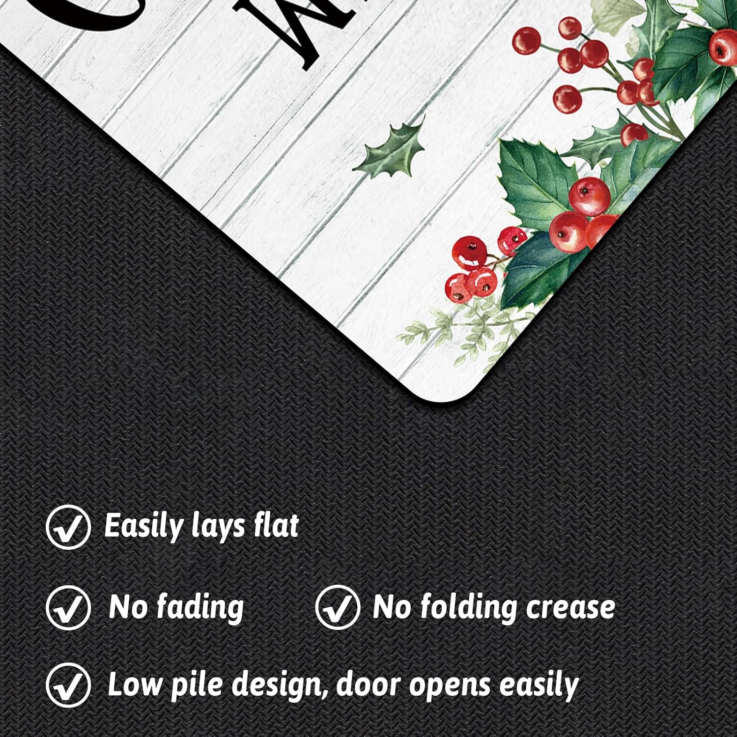 APROPHIC Merry Christmas Kitchen Mat, Cardinal Birds Pinecone Wood Grain Xmas Kitchen Mats for Floor Rug Set of 2, Non Slip with Rubber Backing, Washable Carpet for Hallways, Sink 16x24 + 16x41 in