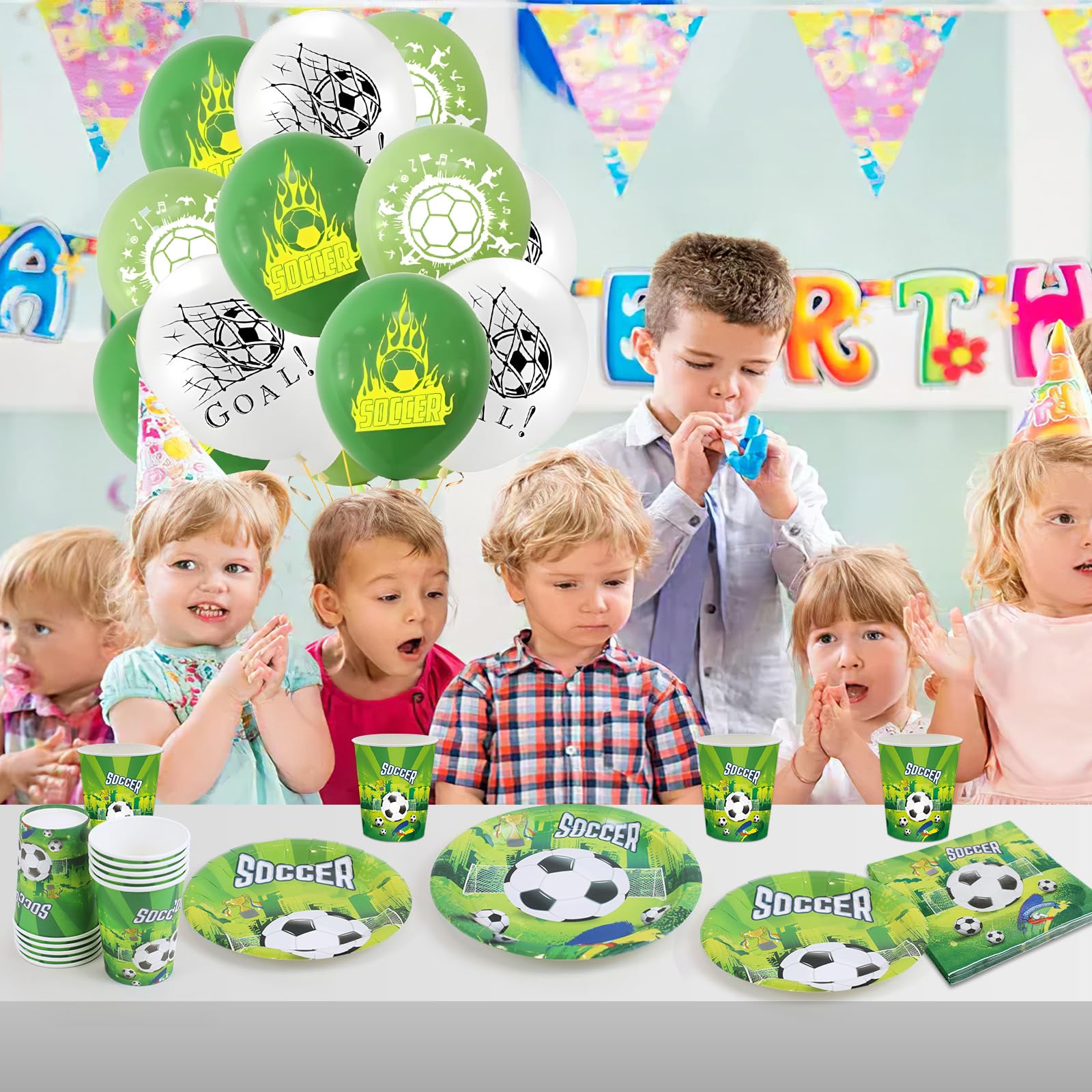 Spielum Kit De Fête 64 Pièces Avec Assiettes, Gobelets