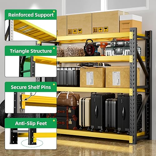 Miniatura 5 de Estantes de almacenamiento resistentes de 3000 libras, estantería de garaje de metal de 78 pulgadas de alto, estantería de organización de garaje