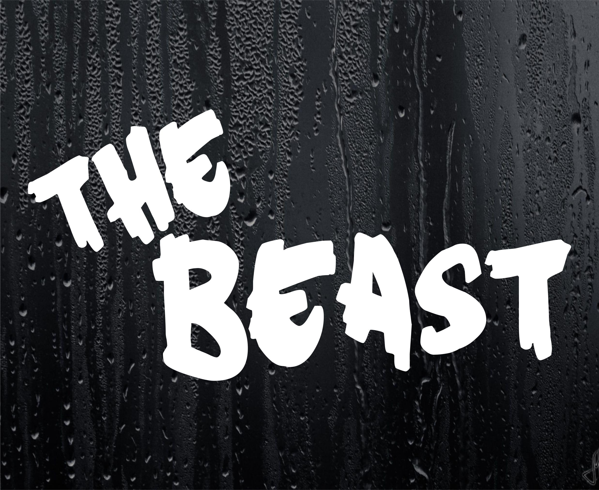 Decalarama White The Beast Funny Car Van Campervan Motorhome 4X4 4Wd Sticker Window Bumper Boot Decal